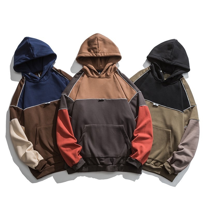 Fashion High Quality Custom Cotton Splicing Men Hoodies